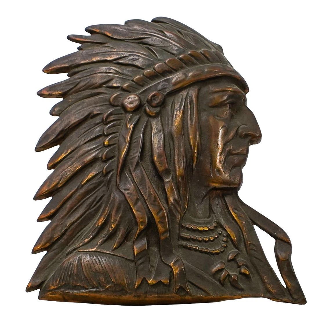 Cast Metal Native American Chief Decorative Plaque (1 of 3)