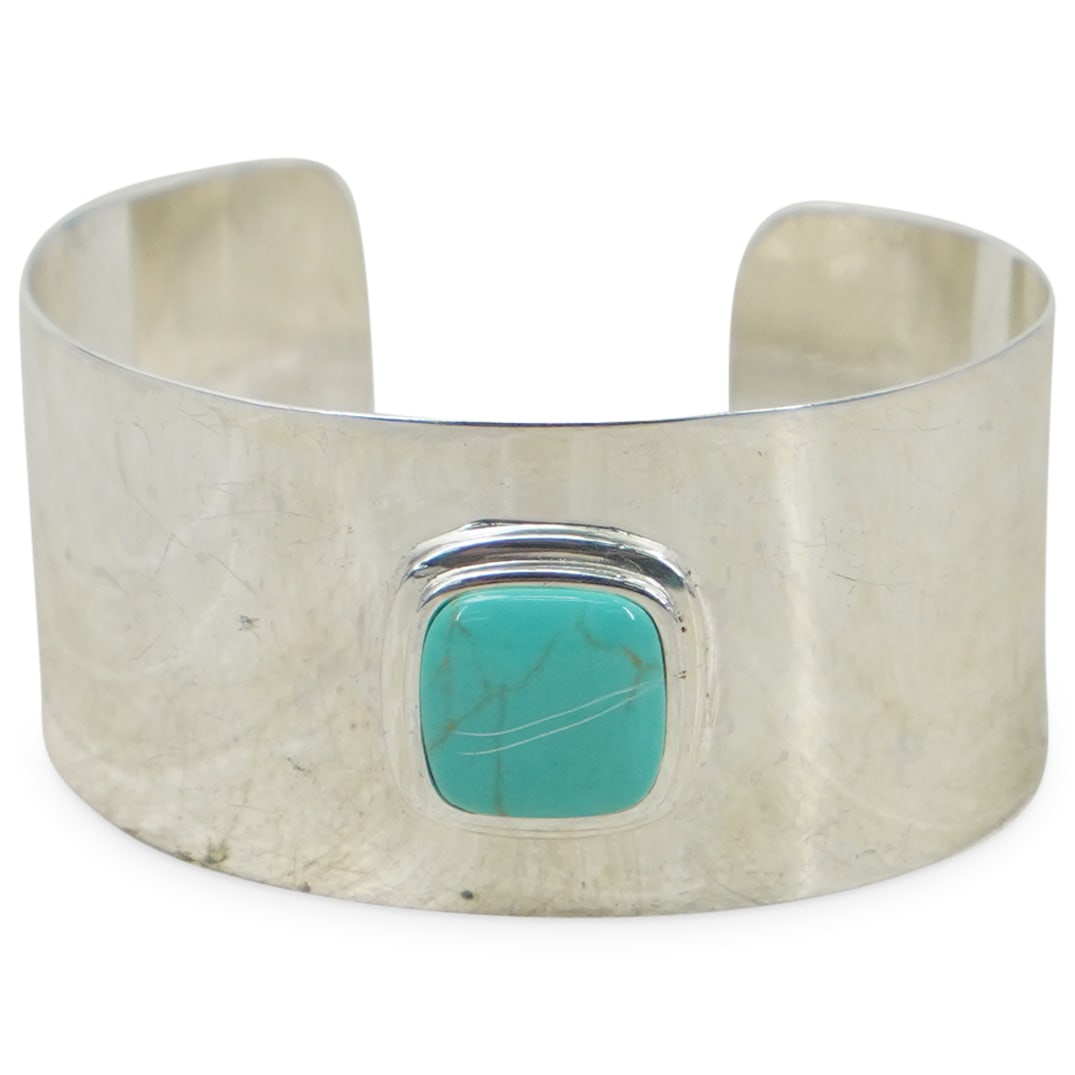 Navajo Silver & Turquoise Cuff Bracelet (1 of 3)