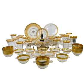 (67 Pc) Vintage Gilt Glassware Set
