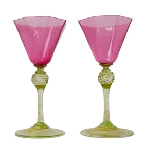 (2 pcs) Venetian Glass Dessert Wine Glasses