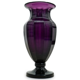Josef Hoffmann Moser Amethyst Cut Glass Vase