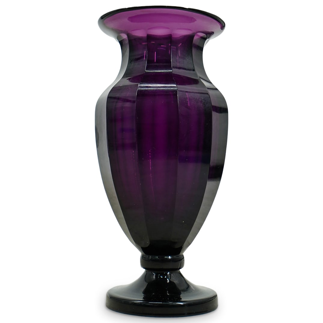 Josef Hoffmann Moser Amethyst Cut Glass Vase (1 of 5)
