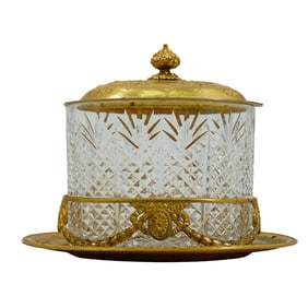 Antique English Gilt and Cut Glass Biscuit Box