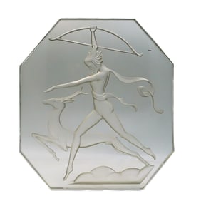 Art Deco Intaglio Diana the Huntress Glass Plaque