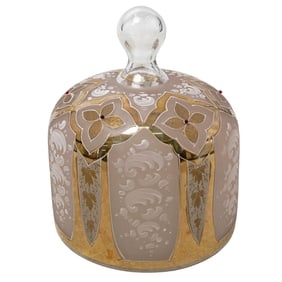 Bohemian Gilt Glass Cheese Dome Cover