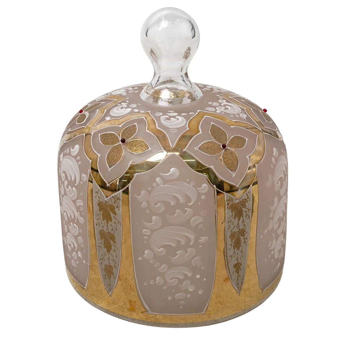 Bohemian Gilt Glass Cheese Dome Cover (1 of 4)