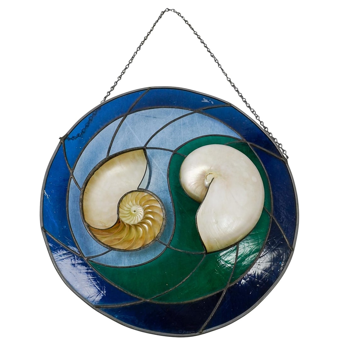 Signed Stained Glass Nautilus Shell (1 of 2)