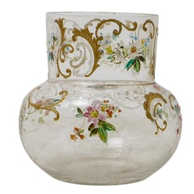Antique French Enamel Glass Vase