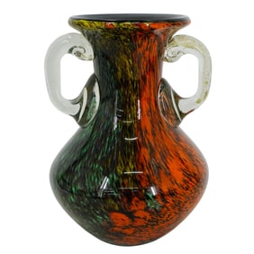 Venetian Art Glass Murano Sommerso Handled Vase