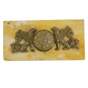 19th Century Sienna Marble and Bronze Ink Blotter