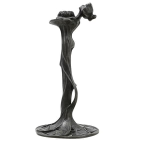 Art Nouveau Pewter Figural Candle Holder
