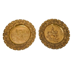 Pair Of Gilt Cast Iron Wall Plates