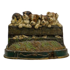 Cast-Iron Puppies Door Stop