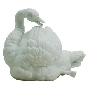 Antique French Porcelain Swan Jardiniere