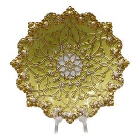 Antique Early Meissen Porcelain Raised Gold Ceremonial Centerpiece Charger