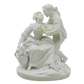 Sevres Biscuit Porcelain "Festival at the Chateau" Figure Group