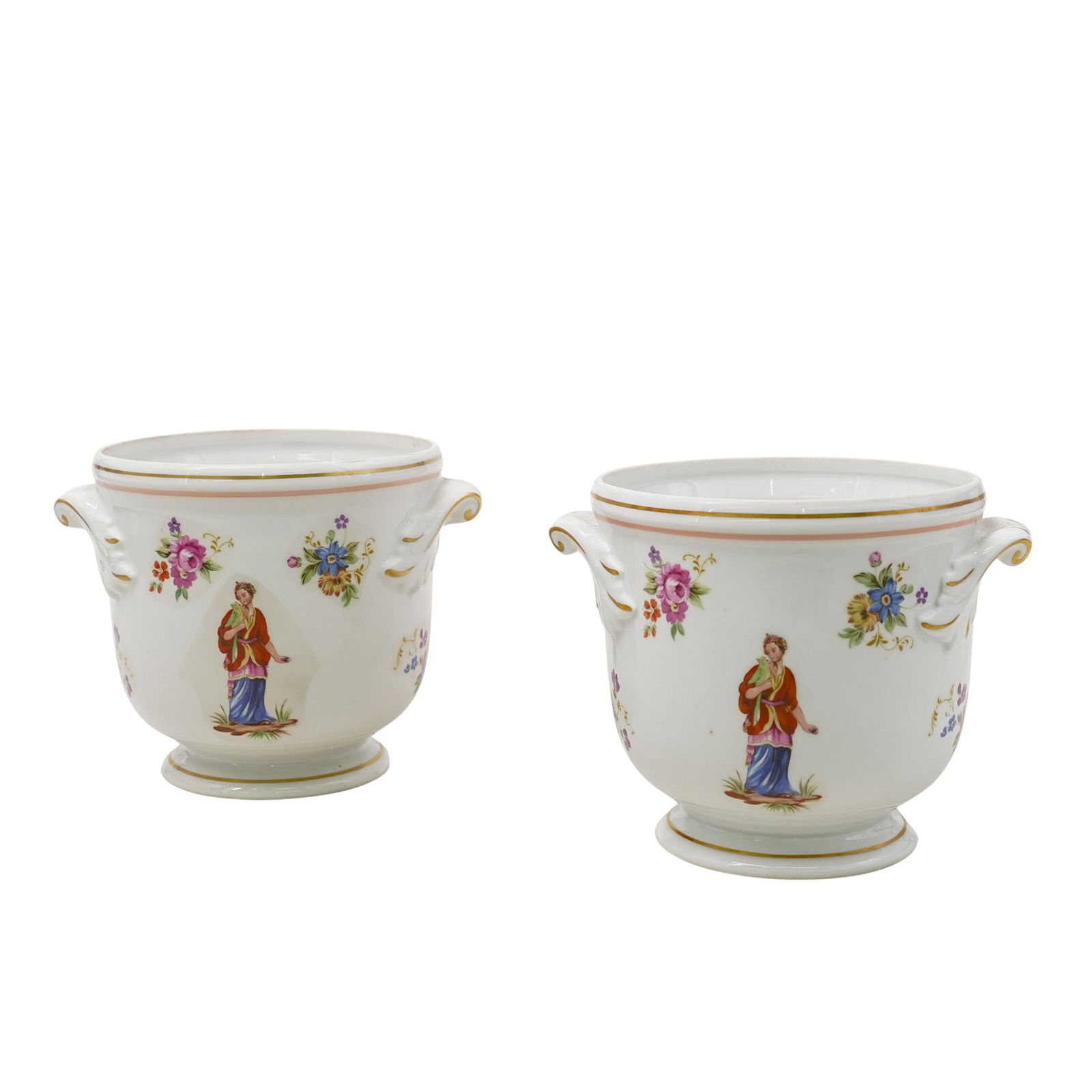 (2 Pc) Mottahedeh Vista Alegre Queen Victoria Porcelain Cachepots (1 of 6)