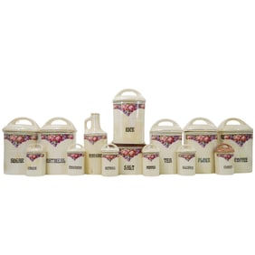 (14 Pc) Vintage Czech Porcelain Spice Jars