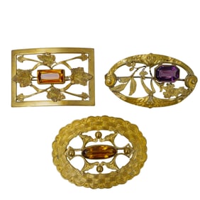 (3 Pc) Art Nouveau George L. Paine Sash Pins Grouping