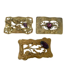 (3 Pc) Art Nouveau Attr. To George Steere Sash Pins Brooches Set