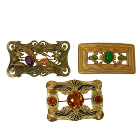Art Nouveau Attr. To George Steere Jewelry Sash Pins Grouping