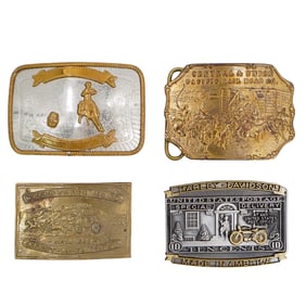 (4 Pc) Vintage American Belt Buckle Collection
