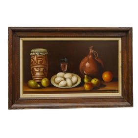 M. Rostan Montoya Oil on Board 'Still Life' Painting