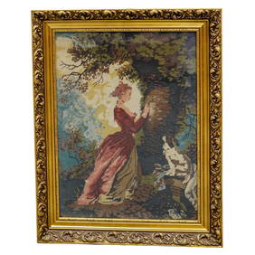 Antique Needlepoint Portrait Scene (1 of 4)