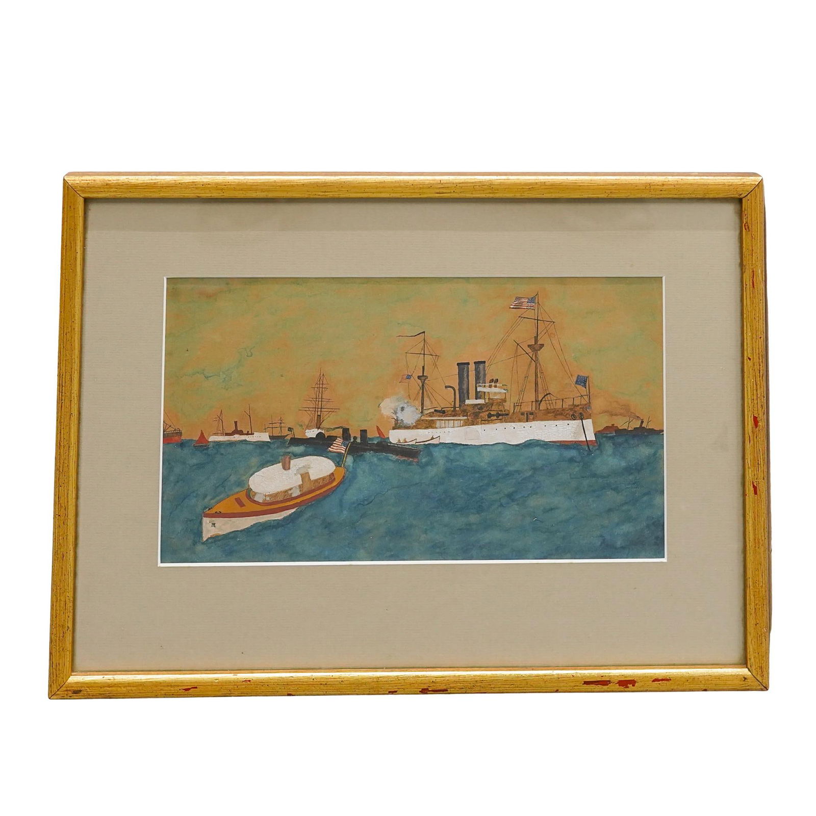 Antique Spanish-American War Framed Watercolor Painting (1 of 4)