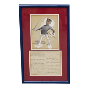 Spanish-American War 'Navy Yard' Signed Framed Letter & Sketch