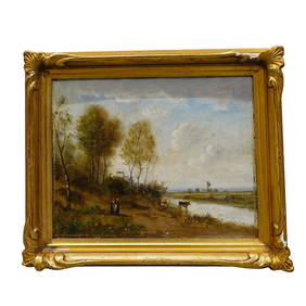 19th Century French Barbizon School Stream Landscape Oil On Canvas (1 of 5)