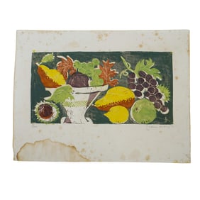 Jeanne Oosting Still Life Linocut Print