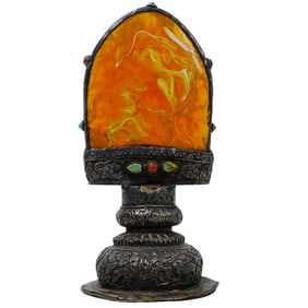 Antique Tibetan Silver and Semi Precious Stone Ornament