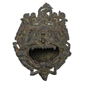 Antique Tibetan Figural Mask Bronze Censer