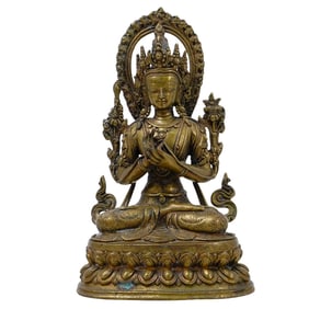 Antique Tibetan Gilt Bronze Goddess Tara Figurine