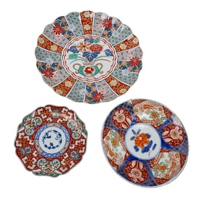 (3 Pc) Vintage Japanese Hand Painted Porcelain Plates