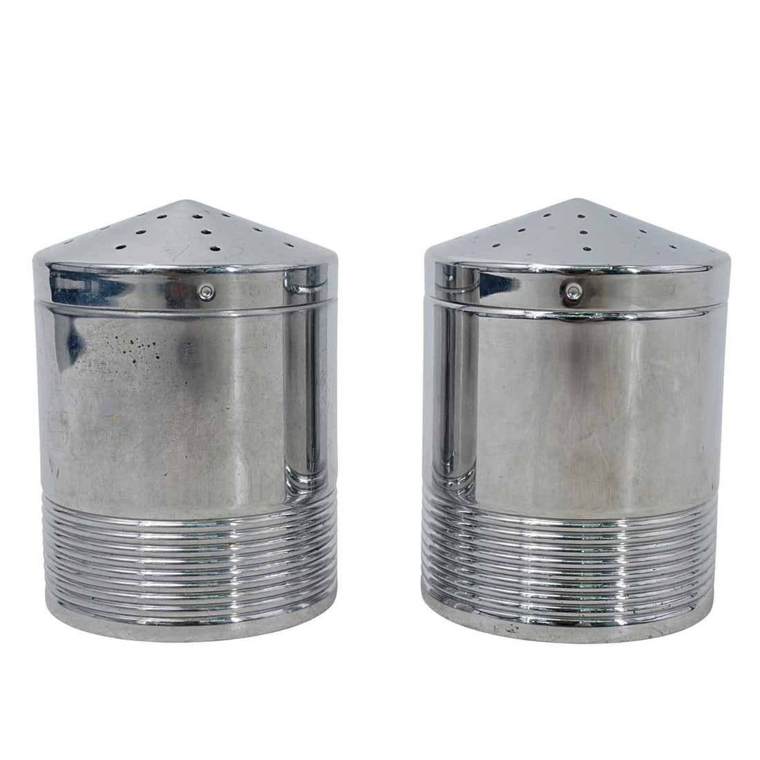 (2 Pc) Art Deco Chase Chrome Salt & Pepper Shakers Set (1 of 7)