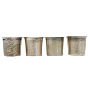 French Plasait Orfevre Silver Plated Drinking Liquor Cups