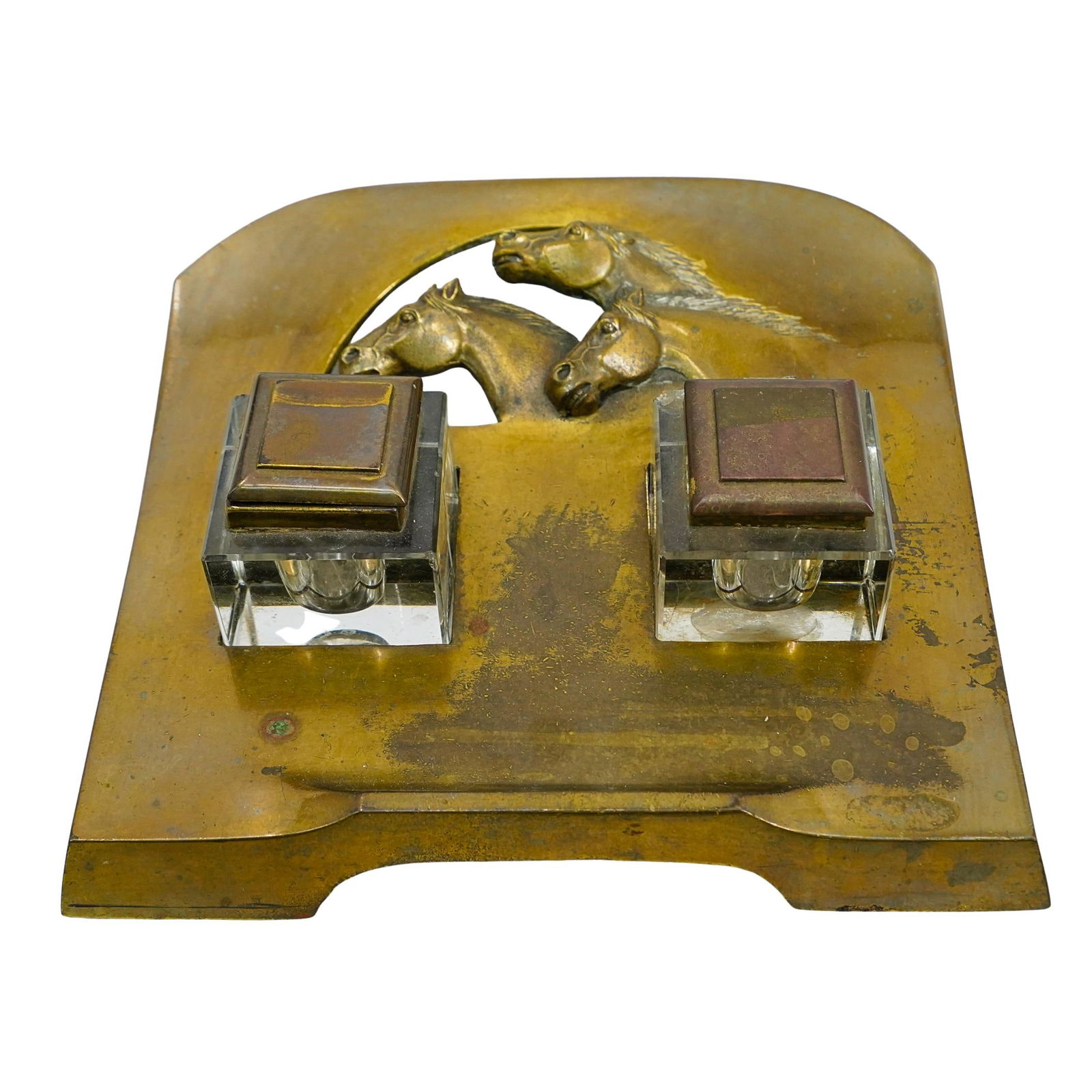 Antique Mixed Metal and Glass Inkwell (1 of 7)