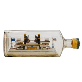 Vintage Ship Model in a Glass Bottle