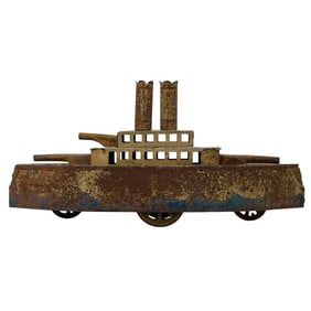Antique Spelter Toy Boat