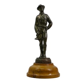 Soldier Infantry Mixed Metal Statue On Wooden Plinth Base