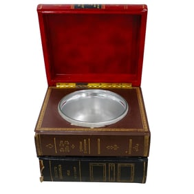 Vintage Faux Leather Stackable Books Ice Bucket