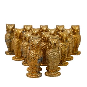 (16 Pc) Napier Gold Plated Owl Card Holders