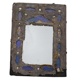 Antique Persian Silver and Enamel Mirror