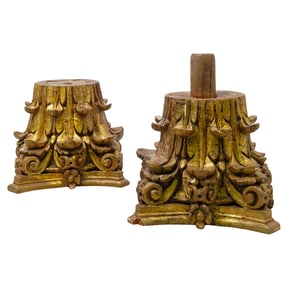 Pair Of Carved Wood Decorative Bases