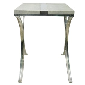 MCM Chrome and Shagreen End Table