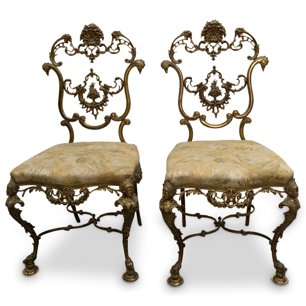 Pair Of Antique French Gilt Bronze Chairs (1 of 8)