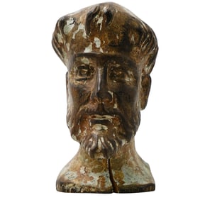 19th Cent. Carved Wooden Santos Head Bust