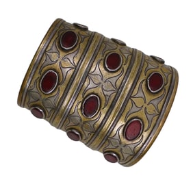 Antique Turkman Mixed Metal and Carnelian Cuff